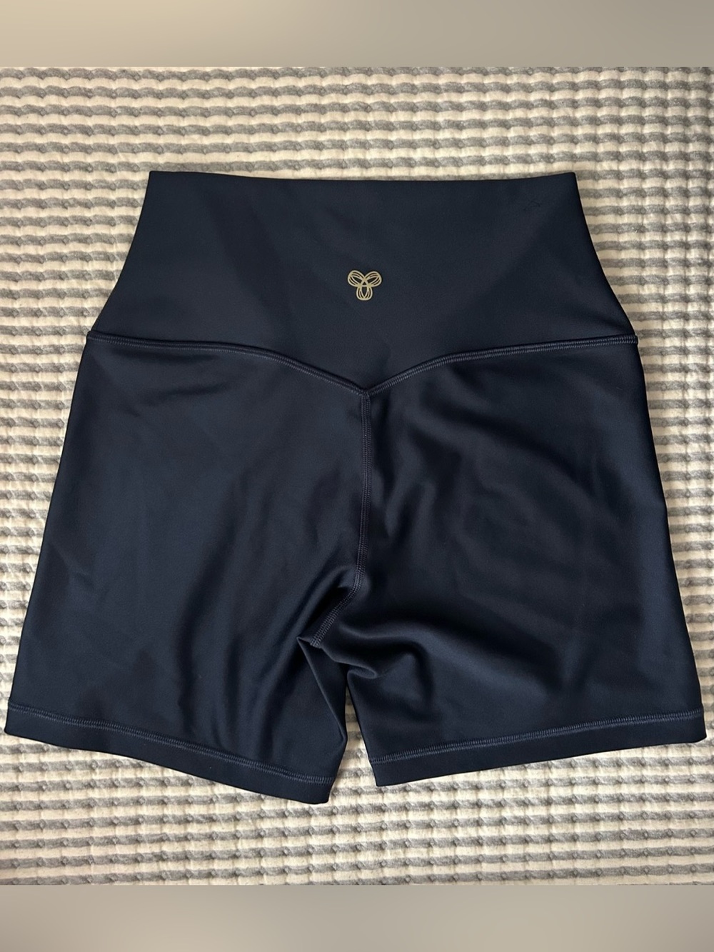 Aritzia Black High-Rise Bike Shorts with Gold Logo